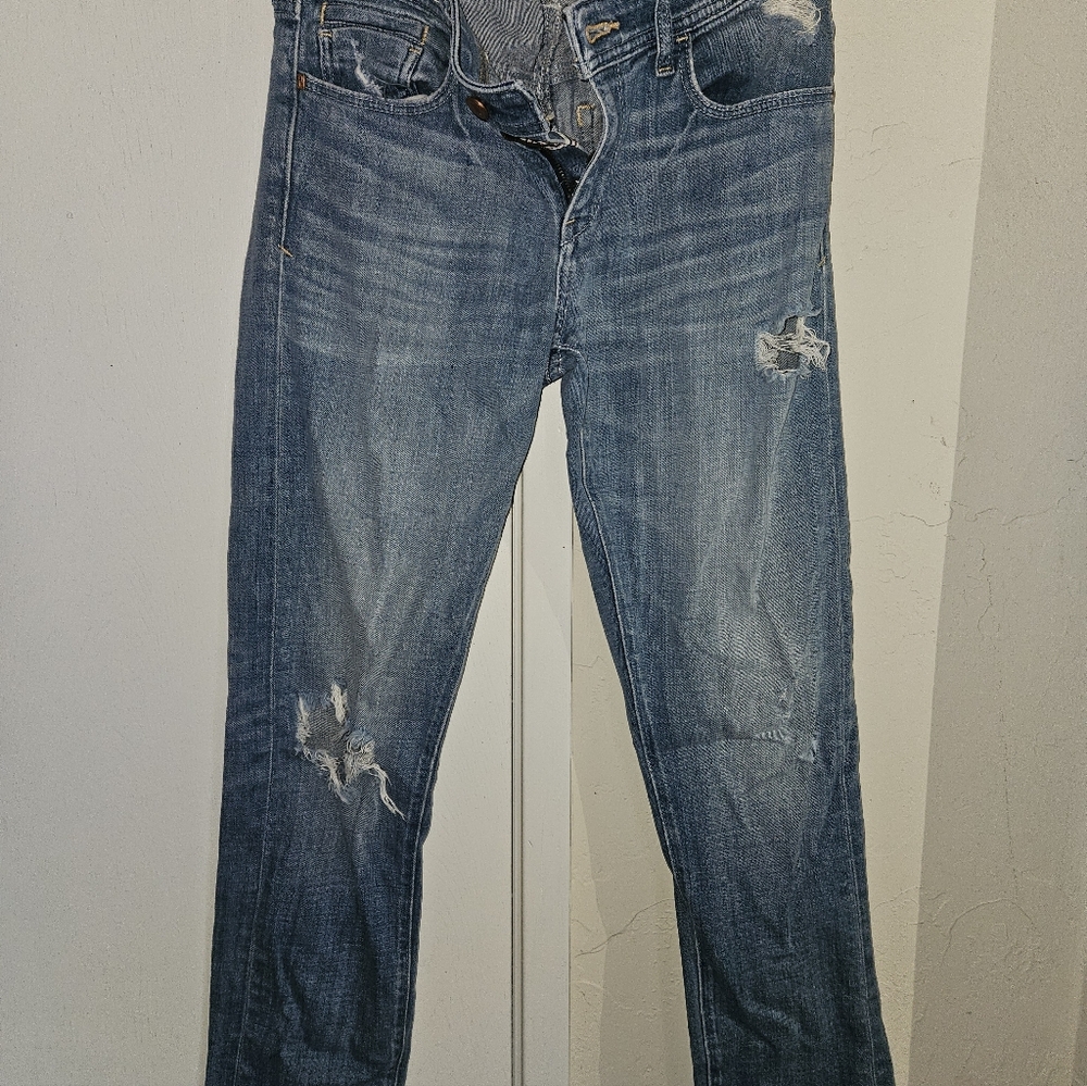 PILCRO Hyphen slim boyfriend medium wash distressed jeans